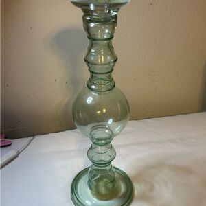 Artisan Glass Candle Holder in Translucent Green